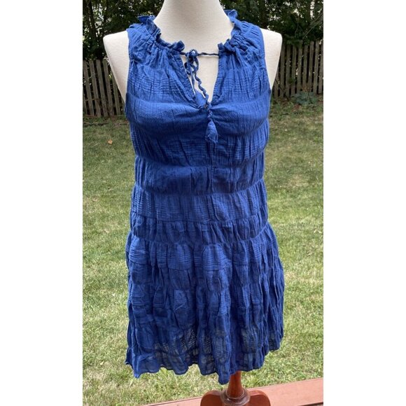 Max Studio Cobalt Blue Ruffle Tiered Sleeveless Dress Size S MSRP $128 - Picture 1 of 15